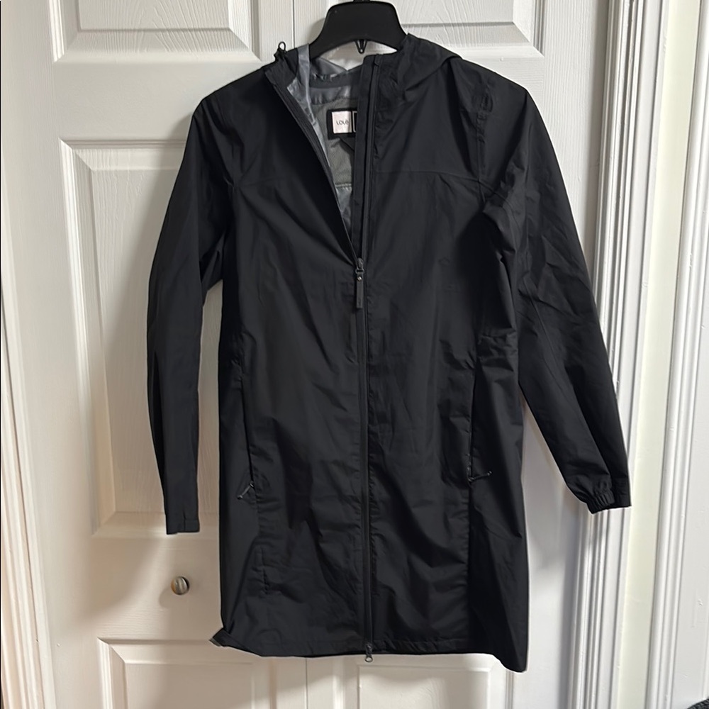 Lole Gray and Black Hooded Rain Jacket